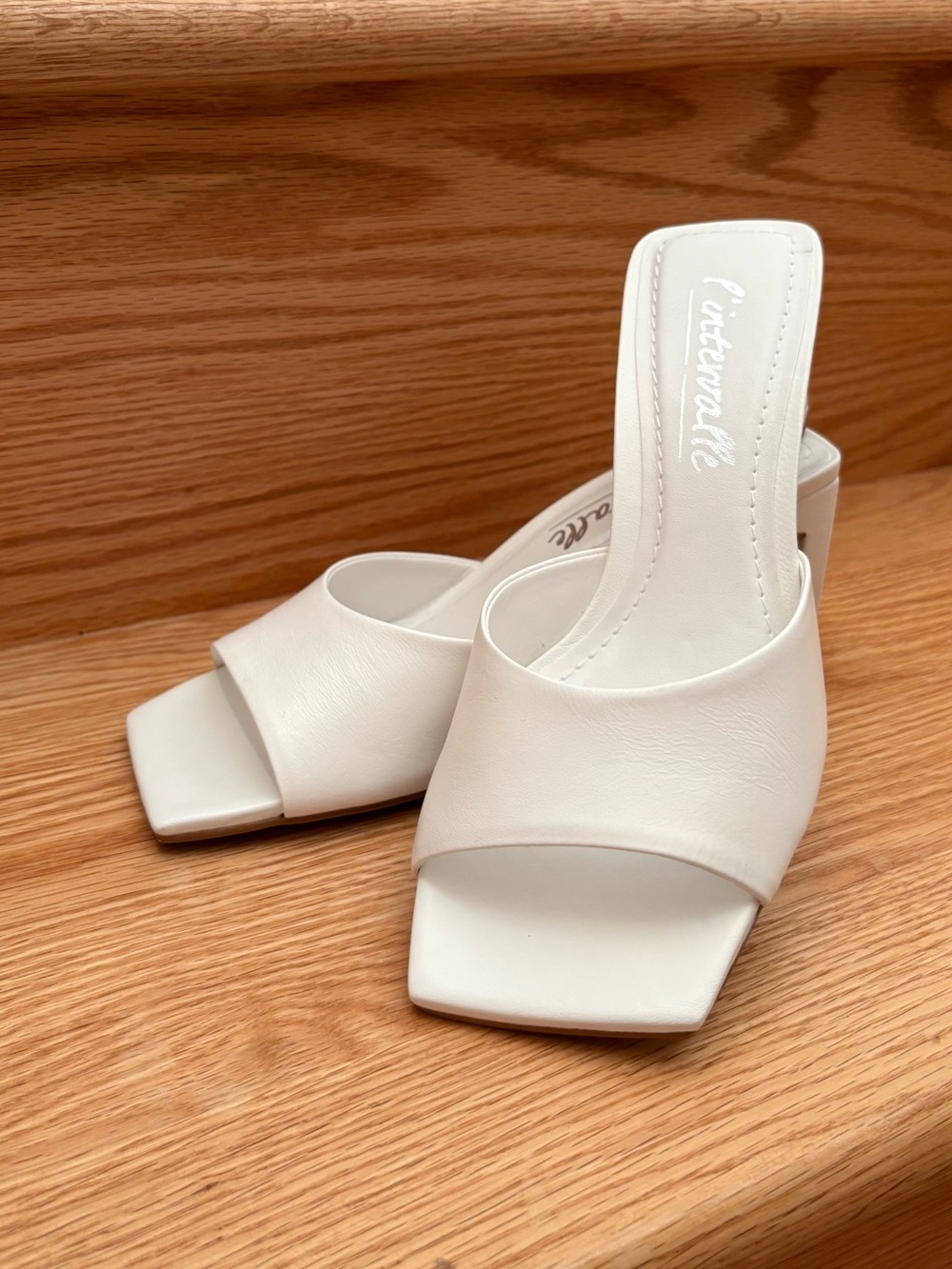 L'Intervalle White Leather Square-Toe Heeled Sandal — New w/ Box, EU 37 / US 6.5